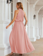 Baoleely  High Neck Chiffon Bridesmaid Dresses Long Evening Dresses Formal Evening Party Prom Gowns 28027