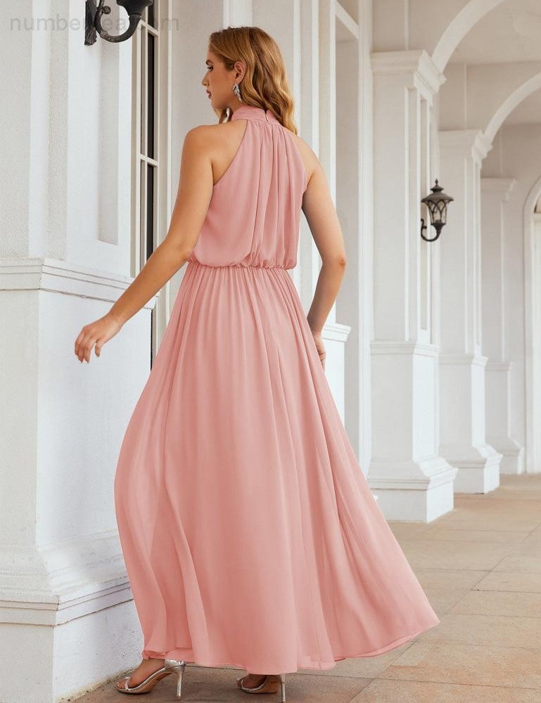 Baoleely  High Neck Chiffon Bridesmaid Dresses Long Evening Dresses Formal Evening Party Prom Gowns 28027