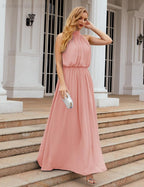 Baoleely  High Neck Chiffon Bridesmaid Dresses Long Evening Dresses Formal Evening Party Prom Gowns 28027