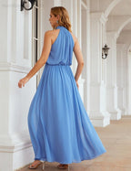 Baoleely  High Neck Chiffon Bridesmaid Dresses Long Evening Dresses Formal Evening Party Prom Gowns 28027