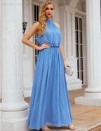 Baoleely  High Neck Chiffon Bridesmaid Dresses Long Evening Dresses Formal Evening Party Prom Gowns 28027