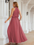 Baoleely  High Neck Chiffon Bridesmaid Dresses Long Evening Dresses Formal Evening Party Prom Gowns 28027