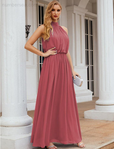 Vestidos de dama de honor Baoleely de gasa con cuello alto, vestidos largos de noche, vestidos formales para fiestas y graduaciones 28027