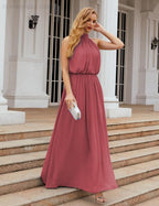 Baoleely  High Neck Chiffon Bridesmaid Dresses Long Evening Dresses Formal Evening Party Prom Gowns 28027