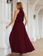 Baoleely  High Neck Chiffon Bridesmaid Dresses Long Evening Dresses Formal Evening Party Prom Gowns 28027