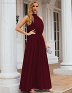 Baoleely  High Neck Chiffon Bridesmaid Dresses Long Evening Dresses Formal Evening Party Prom Gowns 28027