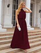 Baoleely  High Neck Chiffon Bridesmaid Dresses Long Evening Dresses Formal Evening Party Prom Gowns 28027