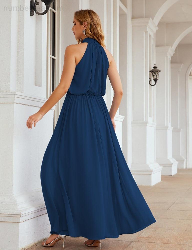 Baoleely  High Neck Chiffon Bridesmaid Dresses Long Evening Dresses Formal Evening Party Prom Gowns 28027