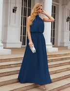 Baoleely  High Neck Chiffon Bridesmaid Dresses Long Evening Dresses Formal Evening Party Prom Gowns 28027