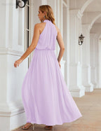 Baoleely  High Neck Chiffon Bridesmaid Dresses Long Evening Dresses Formal Evening Party Prom Gowns 28027