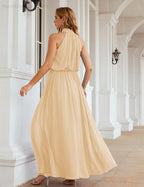 Baoleely  High Neck Chiffon Bridesmaid Dresses Long Evening Dresses Formal Evening Party Prom Gowns 28027