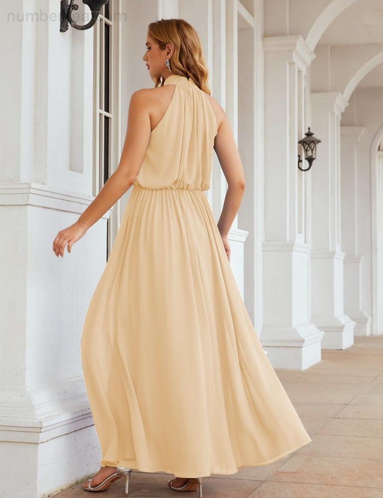 Baoleely  High Neck Chiffon Bridesmaid Dresses Long Evening Dresses Formal Evening Party Prom Gowns 28027