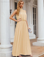 Baoleely  High Neck Chiffon Bridesmaid Dresses Long Evening Dresses Formal Evening Party Prom Gowns 28027