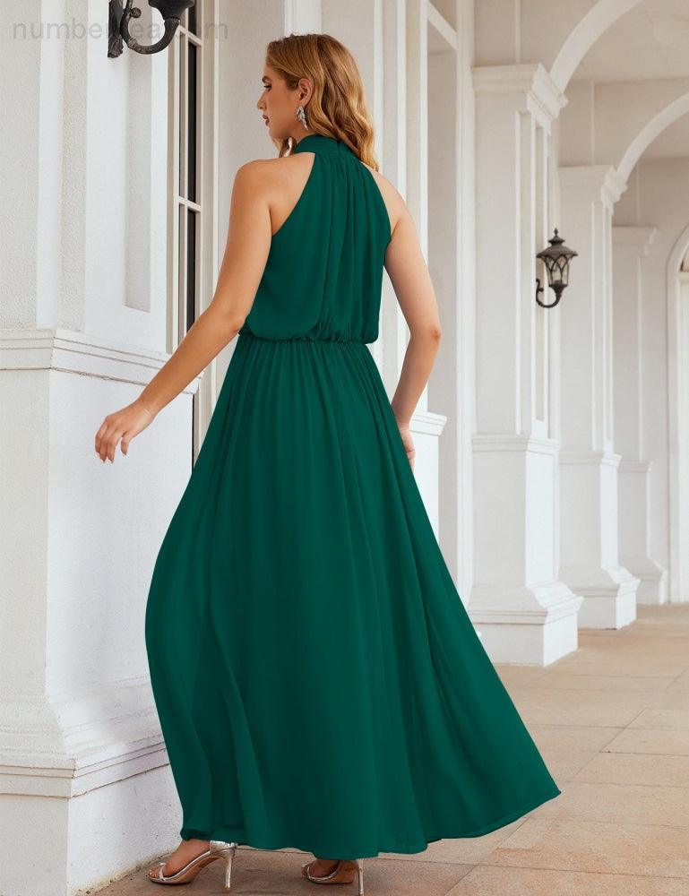 Baoleely  High Neck Chiffon Bridesmaid Dresses Long Evening Dresses Formal Evening Party Prom Gowns 28027