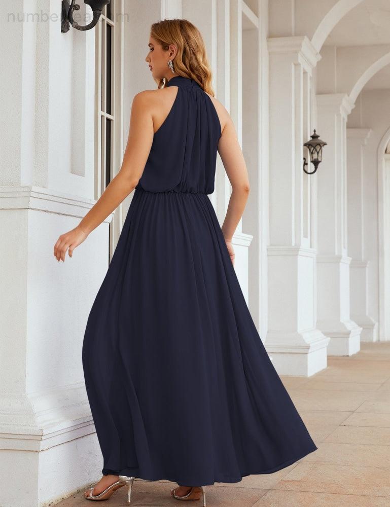 Baoleely  High Neck Chiffon Bridesmaid Dresses Long Evening Dresses Formal Evening Party Prom Gowns 28027
