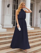Baoleely  High Neck Chiffon Bridesmaid Dresses Long Evening Dresses Formal Evening Party Prom Gowns 28027