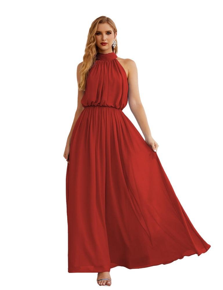 Baoleely  High Neck Chiffon Bridesmaid Dresses Long Evening Dresses Formal Evening Party Prom Gowns 28027
