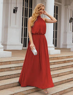 Baoleely  High Neck Chiffon Bridesmaid Dresses Long Evening Dresses Formal Evening Party Prom Gowns 28027