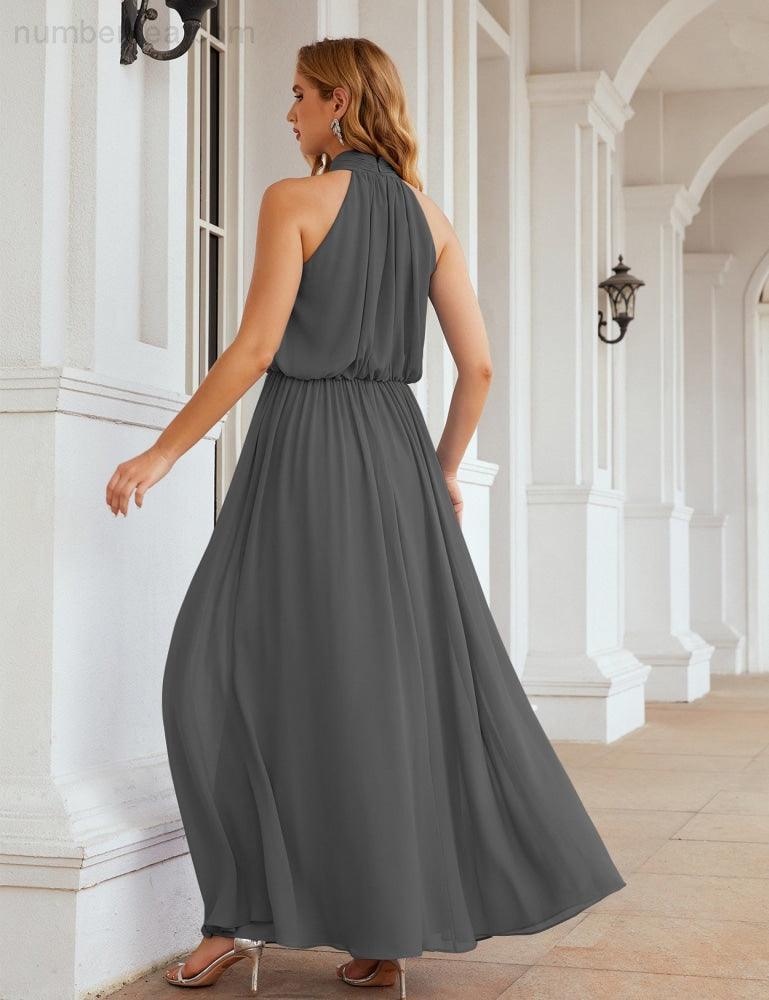 Baoleely  High Neck Chiffon Bridesmaid Dresses Long Evening Dresses Formal Evening Party Prom Gowns 28027