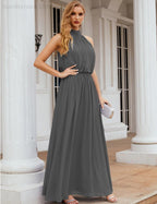 Baoleely  High Neck Chiffon Bridesmaid Dresses Long Evening Dresses Formal Evening Party Prom Gowns 28027