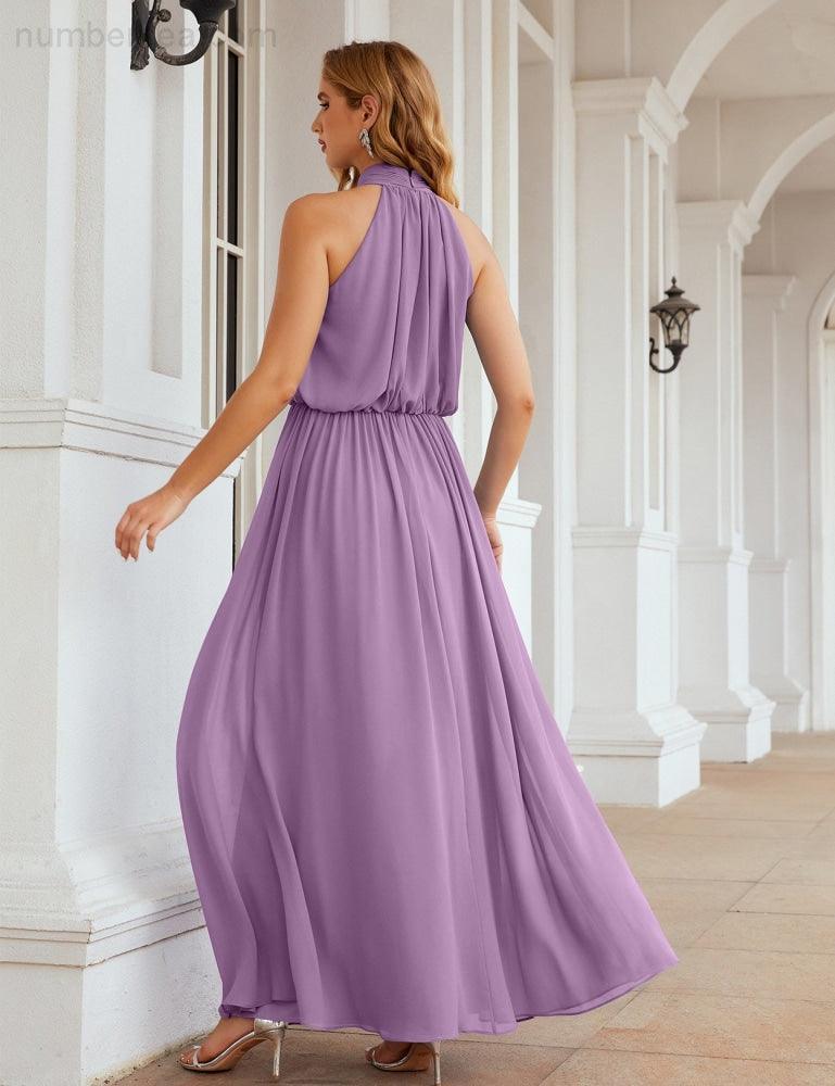 Baoleely  High Neck Chiffon Bridesmaid Dresses Long Evening Dresses Formal Evening Party Prom Gowns 28027