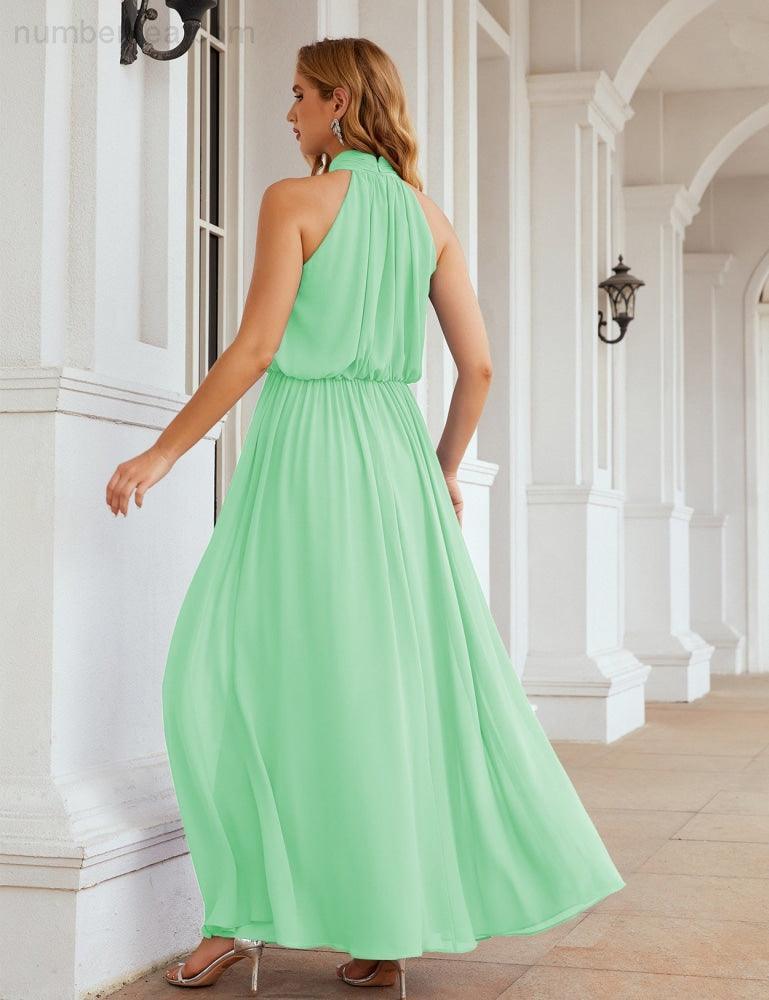 Baoleely  High Neck Chiffon Bridesmaid Dresses Long Evening Dresses Formal Evening Party Prom Gowns 28027