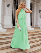 Baoleely  High Neck Chiffon Bridesmaid Dresses Long Evening Dresses Formal Evening Party Prom Gowns 28027