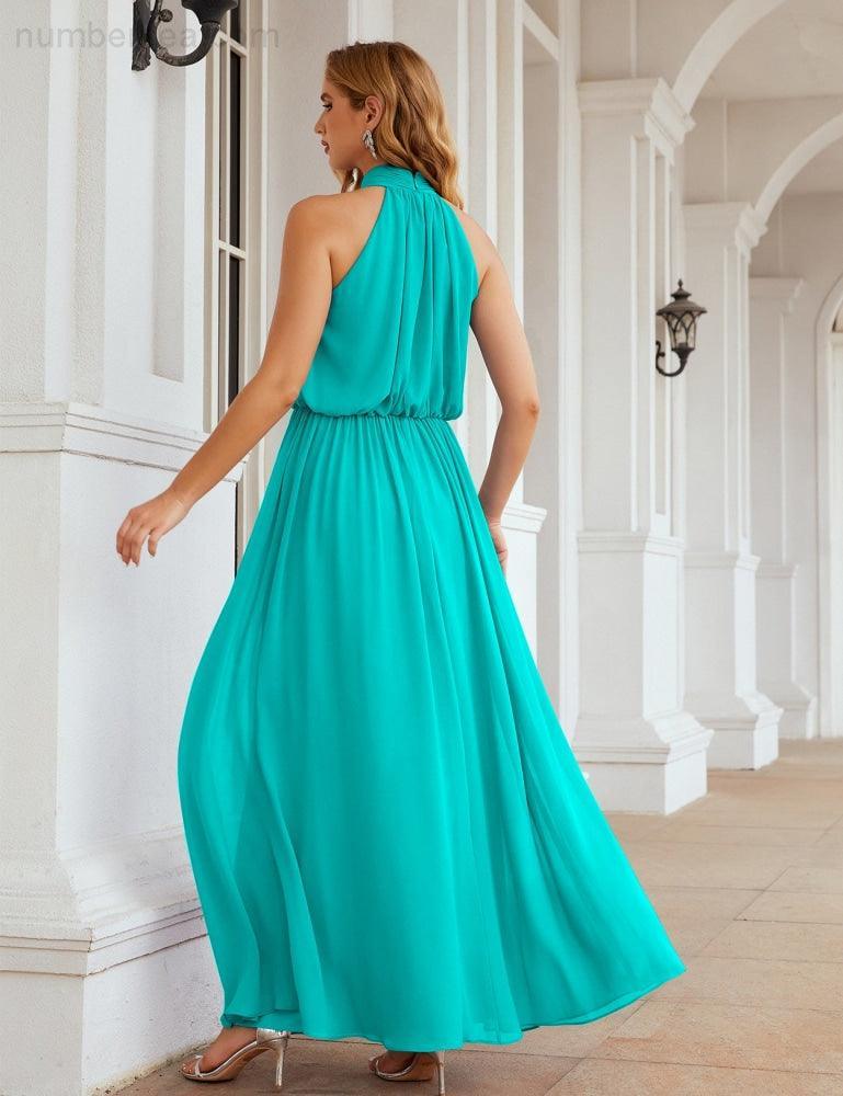 Baoleely  High Neck Chiffon Bridesmaid Dresses Long Evening Dresses Formal Evening Party Prom Gowns 28027