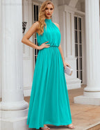 Baoleely  High Neck Chiffon Bridesmaid Dresses Long Evening Dresses Formal Evening Party Prom Gowns 28027