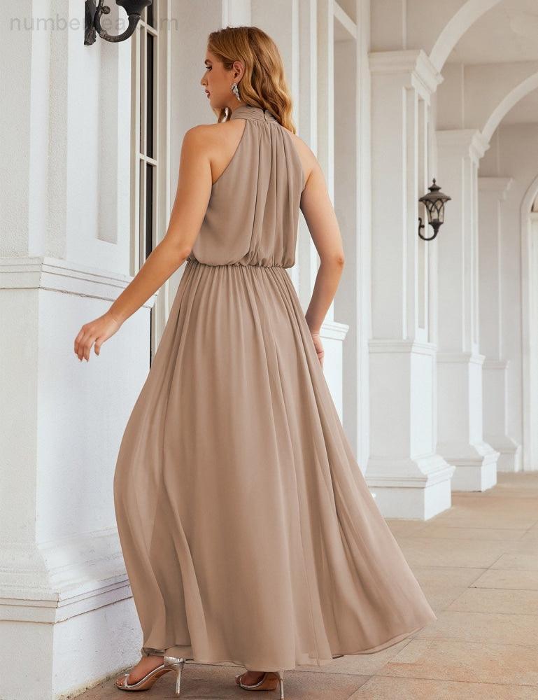 Baoleely  High Neck Chiffon Bridesmaid Dresses Long Evening Dresses Formal Evening Party Prom Gowns 28027