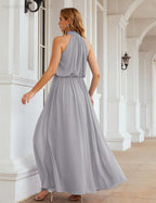 Baoleely  High Neck Chiffon Bridesmaid Dresses Long Evening Dresses Formal Evening Party Prom Gowns 28027
