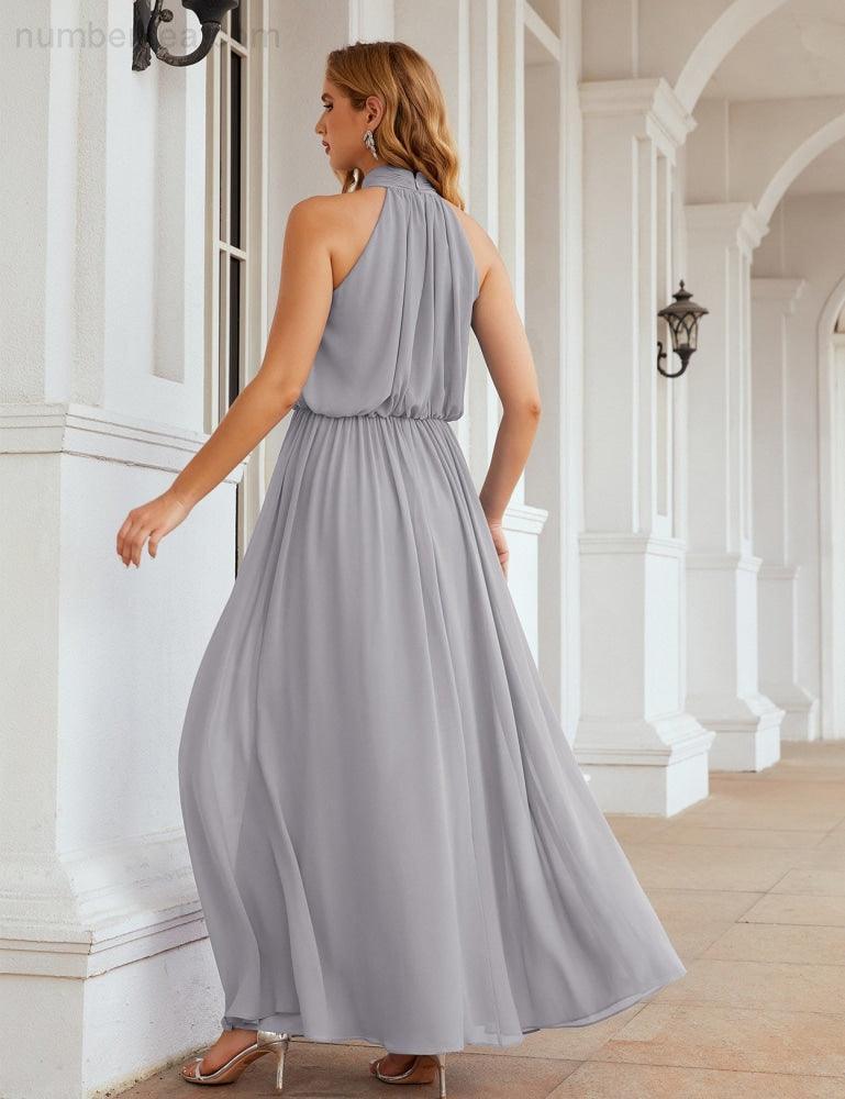 Baoleely  High Neck Chiffon Bridesmaid Dresses Long Evening Dresses Formal Evening Party Prom Gowns 28027