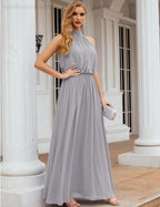 Baoleely  High Neck Chiffon Bridesmaid Dresses Long Evening Dresses Formal Evening Party Prom Gowns 28027