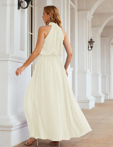 Vestidos de dama de honor Baoleely de gasa con cuello alto, vestidos largos de noche, vestidos formales para fiestas y graduaciones 28027