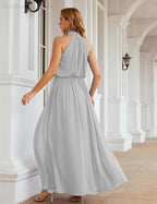 Baoleely  High Neck Chiffon Bridesmaid Dresses Long Evening Dresses Formal Evening Party Prom Gowns 28027