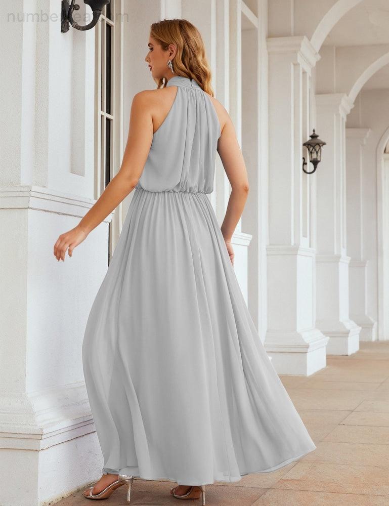 Baoleely  High Neck Chiffon Bridesmaid Dresses Long Evening Dresses Formal Evening Party Prom Gowns 28027