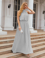 Baoleely  High Neck Chiffon Bridesmaid Dresses Long Evening Dresses Formal Evening Party Prom Gowns 28027