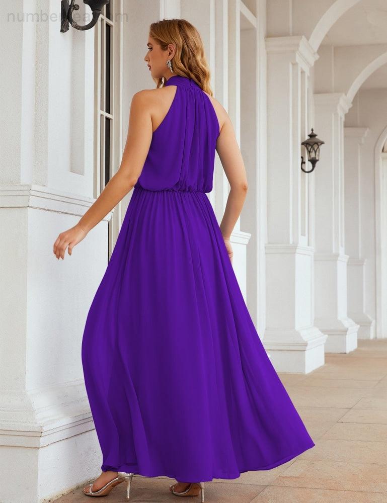 Baoleely  High Neck Chiffon Bridesmaid Dresses Long Evening Dresses Formal Evening Party Prom Gowns 28027
