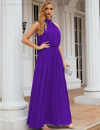 Baoleely  High Neck Chiffon Bridesmaid Dresses Long Evening Dresses Formal Evening Party Prom Gowns 28027