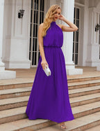 Baoleely  High Neck Chiffon Bridesmaid Dresses Long Evening Dresses Formal Evening Party Prom Gowns 28027