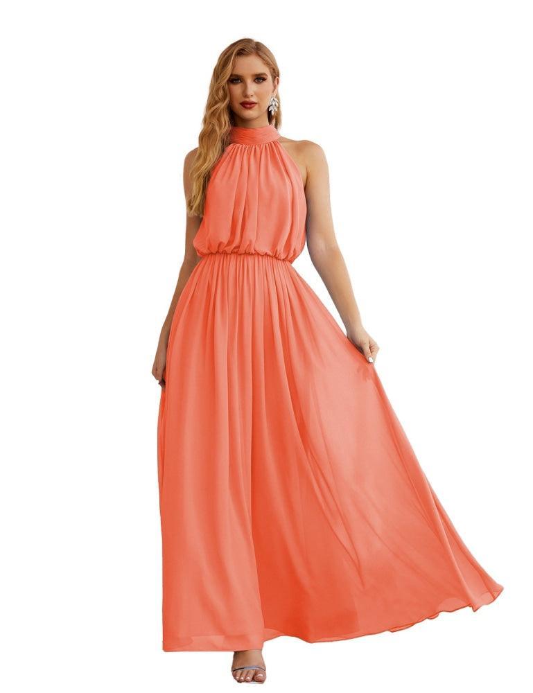 Baoleely  High Neck Chiffon Bridesmaid Dresses Long Evening Dresses Formal Evening Party Prom Gowns 28027