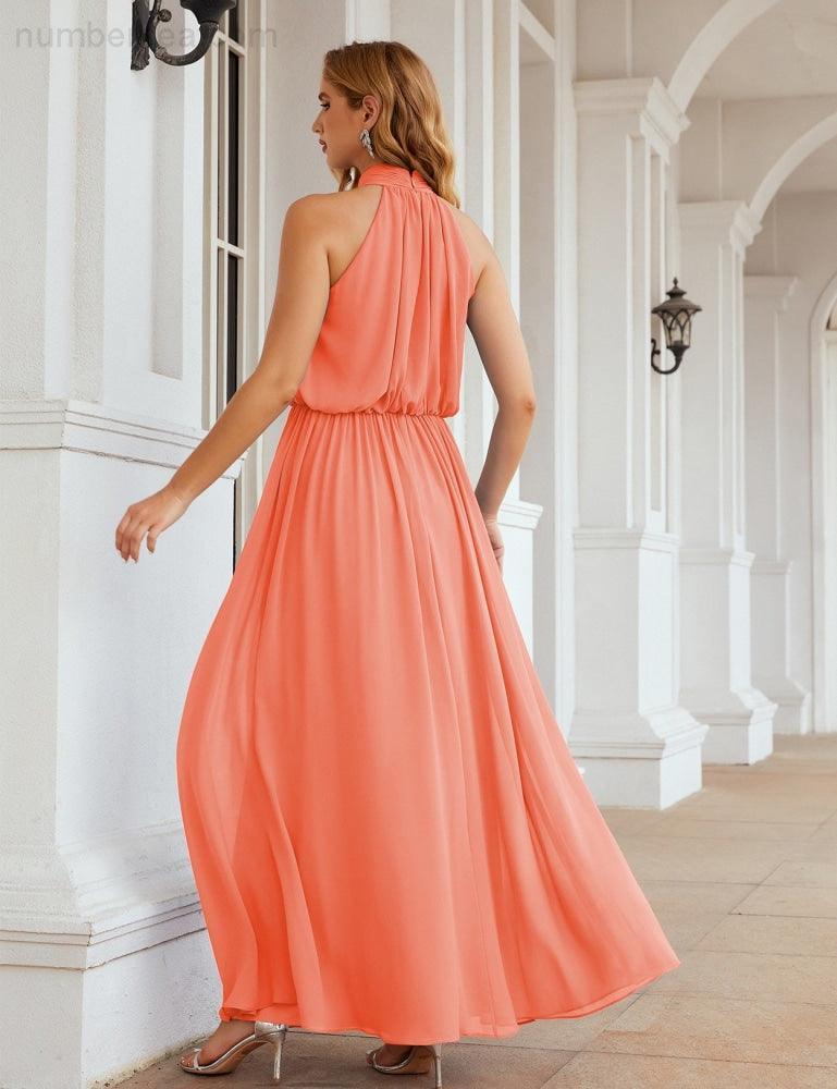 Baoleely  High Neck Chiffon Bridesmaid Dresses Long Evening Dresses Formal Evening Party Prom Gowns 28027