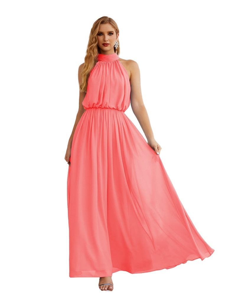 Baoleely  High Neck Chiffon Bridesmaid Dresses Long Evening Dresses Formal Evening Party Prom Gowns 28027