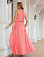 Baoleely  High Neck Chiffon Bridesmaid Dresses Long Evening Dresses Formal Evening Party Prom Gowns 28027