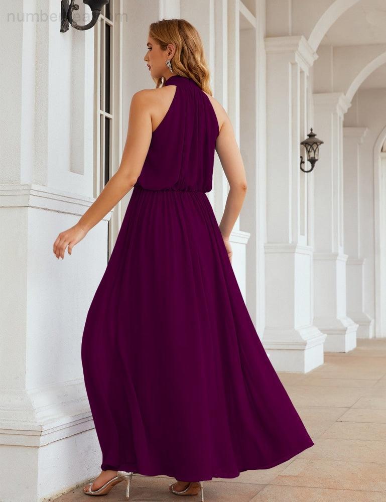 Baoleely  High Neck Chiffon Bridesmaid Dresses Long Evening Dresses Formal Evening Party Prom Gowns 28027