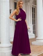 Baoleely  High Neck Chiffon Bridesmaid Dresses Long Evening Dresses Formal Evening Party Prom Gowns 28027