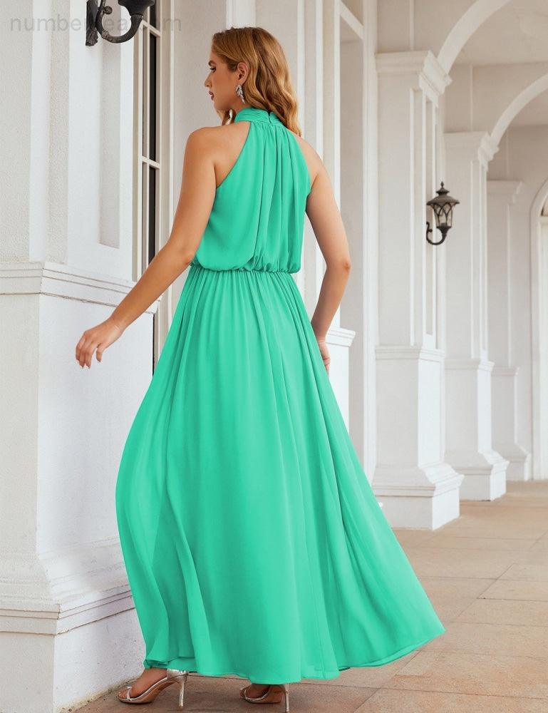 Baoleely  High Neck Chiffon Bridesmaid Dresses Long Evening Dresses Formal Evening Party Prom Gowns 28027