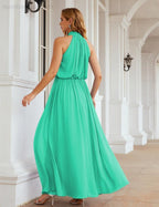 Baoleely  High Neck Chiffon Bridesmaid Dresses Long Evening Dresses Formal Evening Party Prom Gowns 28027
