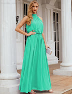 Baoleely  High Neck Chiffon Bridesmaid Dresses Long Evening Dresses Formal Evening Party Prom Gowns 28027
