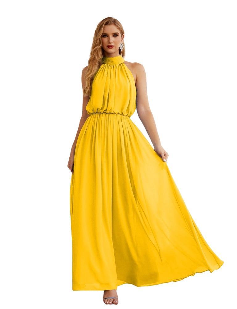 Baoleely  High Neck Chiffon Bridesmaid Dresses Long Evening Dresses Formal Evening Party Prom Gowns 28027